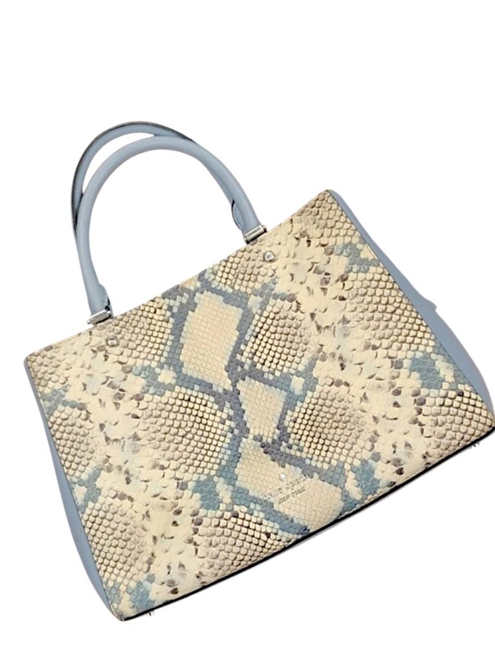 Kate Spade Leila 3 Compartmen Snake-Print Top-Handle Tote in Silver Hardware